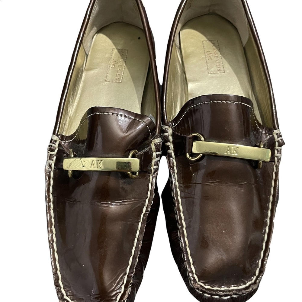 Anne Klein I flex bronze color patient leather flats size 8